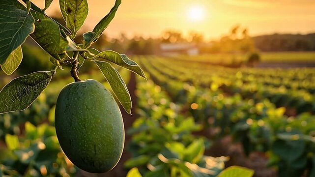 langra mango on branch in bihar fields indian fruit video
