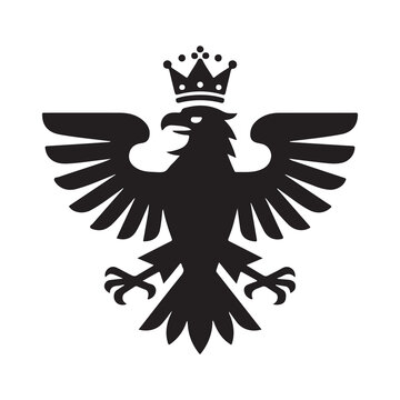 Eagle shield with wide wings in flying emblem design