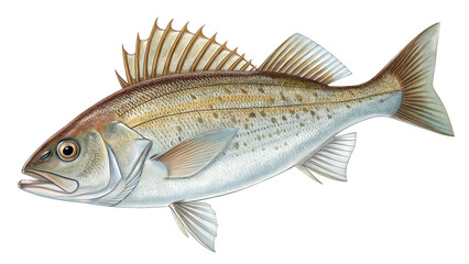 Fototapeta premium Top fish in european diets isolated on a white background PNG.AI GENERATED 
