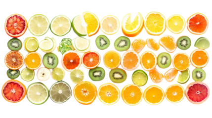 Artistic Arrangement of Fruit in Symmetrical Form on the Transparent Background