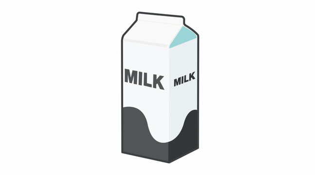 Milk Box Black and White Icon. Vector editable black and white flat illustration of a box of milk