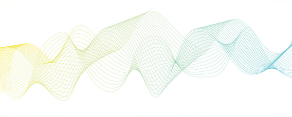 Abstract glowing Modern wave with Dynamic flowing lines. Futuristic technology and sound wave lines.Wave shapes undulate with deep gree to bright dynamic gradient effect. Sense of depth, rhythm, and..