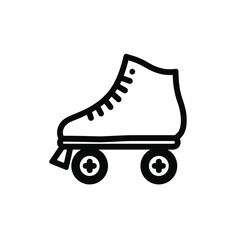 Roller skate icon in simple line art style on a transparent background  
