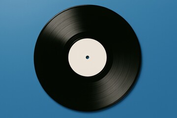 Obraz premium An elegant black vinyl record with a blank center label, isolated on a clean background — perfect for music branding, retro design, collector visuals, and promotional content in the audio industry