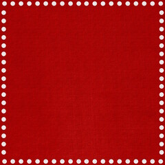 Red textured background with white polka-dot border and fabric-like surface. Ideal for festive designs, invitations, scrapbooking, greeting cards, holiday themes, and playful creative projects.