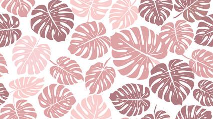 Interlocking Monstera Leaves In Bright Rose - Seamless Animal Print Vector