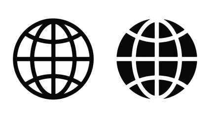 Obraz premium Two black globe icons with different line weights on a white background