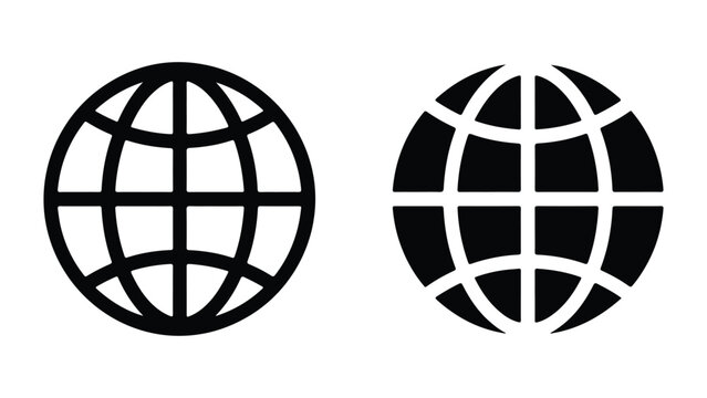 Two black globe icons with different line weights on a white background