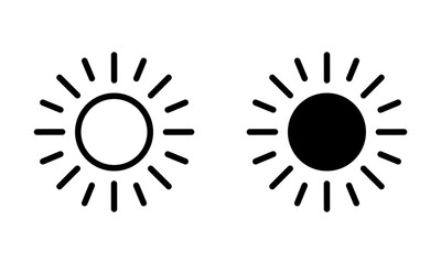 Sun Icon Set. Line and Solid Style.