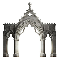 Gothic Archway Architectural Stonework Detail on transparent background