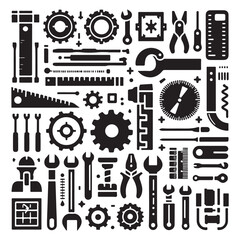 Engineering Tools Icon Kit - Industrial & Mechanic Equipment Vector Set