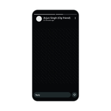 WhatsApp Status Screen Vector on Smartphone Display &ndash; Dark UI Mockup
