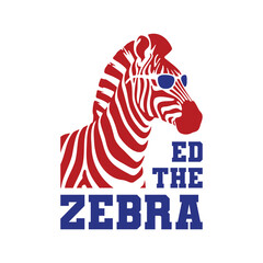 ED The Zebra T-shirt Design Vector, Cool zebra wearing sunglasses, Funny Animal Tee Shirt.