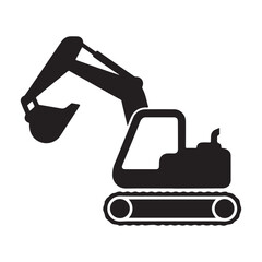 construction excavator icon silhouette vector illustration isolated on a white background