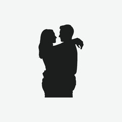 Black and white silhouette of a loving couple embracing. Minimalist, romantic design symbolizing intimacy, affection, and emotional connection. Perfect for love-themed projects.