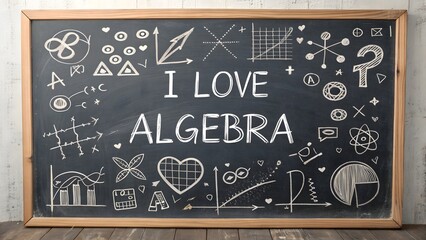 I Love Algebra Chalkboard Equations and Formulas Mathematics Learning