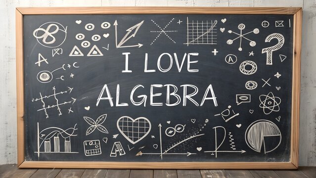 I Love Algebra Chalkboard Equations and Formulas Mathematics Learning