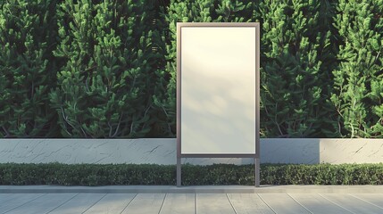 minimalist sandwich board with a crisp, white blank screen, standing on a clean, modern sidewalk