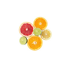 Sliced Citrus Fruits Grapefruit Orange Lime Lemon Arrangement on image