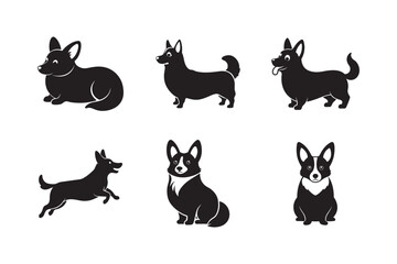 Pembroke Welsh Corgi Silhouette Bundle Six Positions
