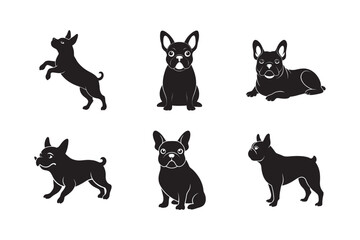 French Bulldog Silhouette Bundle Six Different Positions