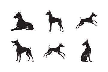 Doberman Pinscher Silhouette Bundle Six Positions