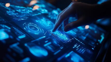 Closeup of designer's hand working on laptop modern workspace digital creation innovative environment focused perspective