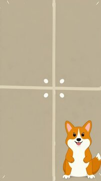 Cartoon corgi dog smiling on beige background with playful design concept of postcard  