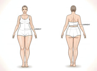Female Body Measurements Front and Back Views for Apparel Design