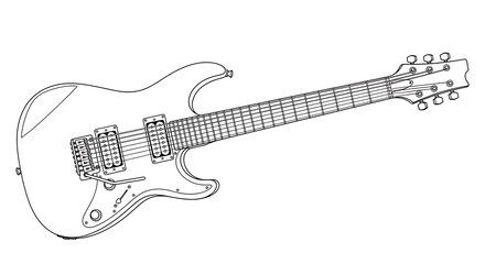 Electric Guitar Outline for Coloring or Design Projects