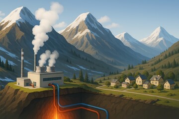 Energy Production Facility in Scenic Mountain Valley with Steam and Housing Development