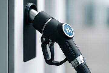 Hydrogen Fuel Pump Nozzle at Station for Eco-Friendly Transportation Solutions and Renewable Energy