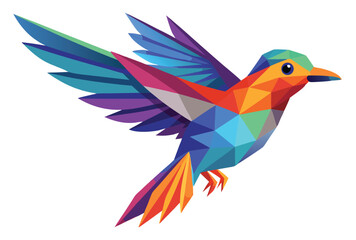 Colorful Bird Flying Low Poly Vector Illustration in Geometric Polygonal Style Icon