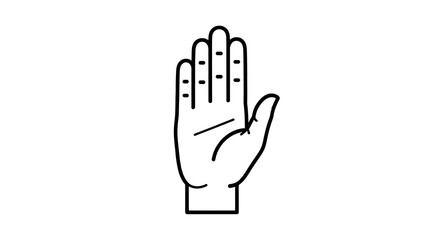 Obraz premium Hand Open Palm Line Art Stop Gesture