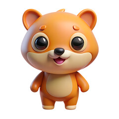 Fototapeta premium Charming orange cartoon animal character on a transparent background