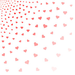 A swirling pattern of red hearts fading into white, creating a sense of movement and love in a whimsical design.