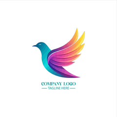 Vibrant Abstract Bird Logo: A stunning, eye-catching logo design featuring a colorful bird soaring gracefully against a minimalist backdrop, perfectly suited for a business that values creativity.