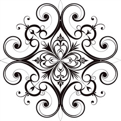 Abstract floral vector design element with ornate leaf and curl patterns