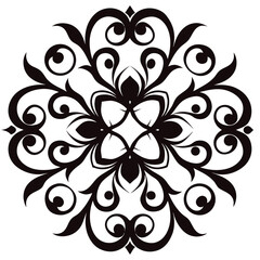 An intricate, seamless vector floral ornament pattern in black and white, featuring elegant baroque swirls and vintage leaf elements perfect for decoration or a tattoo design