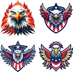 Bold Patriotic Eagle Vector for T-Shirt and Sticker Design.