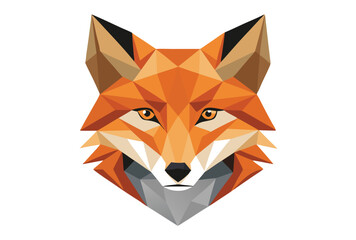 Obraz premium Fox Head Polygon Vector, Geometric Low Poly Animal Illustration for Logo