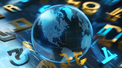 Digital globe surrounded by data global network conceptual image digital environment aesthetic viewpoint