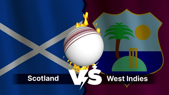 Scotland vs West Indies 4K Animated Cricket Intro with Flags and Ball Motion
