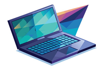 Laptop Low Poly Vector, Geometric Polygonal Laptop Icon, Minimal Tech Design Illustration