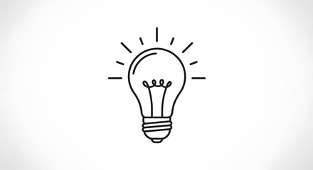 Lightbulb Line Art Shining Idea Concept on White