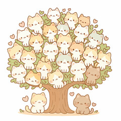 Obraz premium The Trees of cats - Arbre câlin et ses chats colorés 