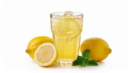 Refreshing Iced Lemon Tea Drink with Lemons and Mint