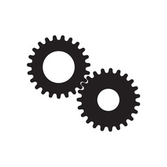 Black gear icon silhouette representing machine, setting, industry, or automation. Useful for apps, mechanical illustrations, engineering projects, and UI tools.