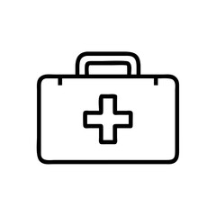 Fototapeta premium First aid kit vector icon illustration for medical emergency healthcare and safety equipment design