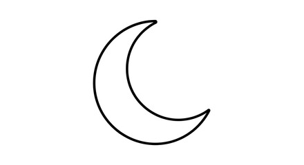 Crescent Moon Illustration Simple Black Outline on White